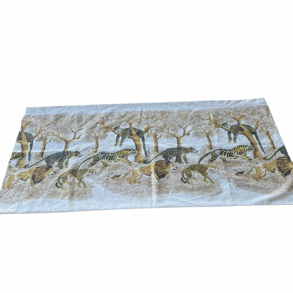 Vintage Tastemaker Big Cat Safari Pillowcase King Size 50/50 Made in USA 70s GUC
